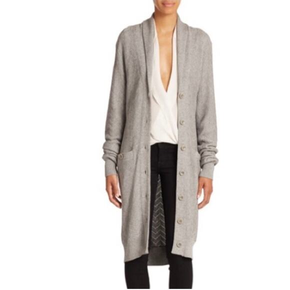 L'Agence Emelia Cardigan Chevron Knit Button Front Wool Blend Gray Size XS - Picture 1 of 13